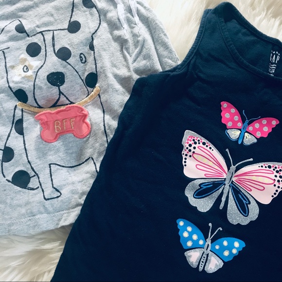 (2) GAP Tank Tops Butterfly 🦋 Dog Bone 🦴 Lace - Picture 2 of 2